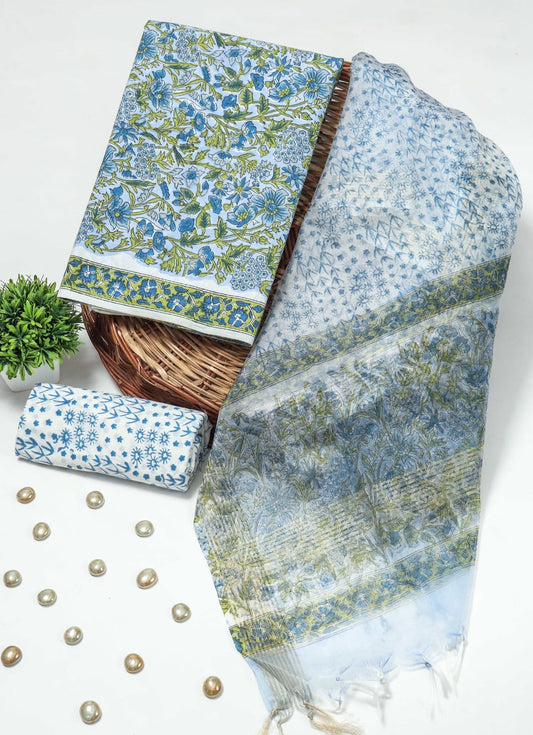 PRIMIUM JAIPURI COTTON SUIT WITH ORGANZA SILK DUPPATA (COS49)