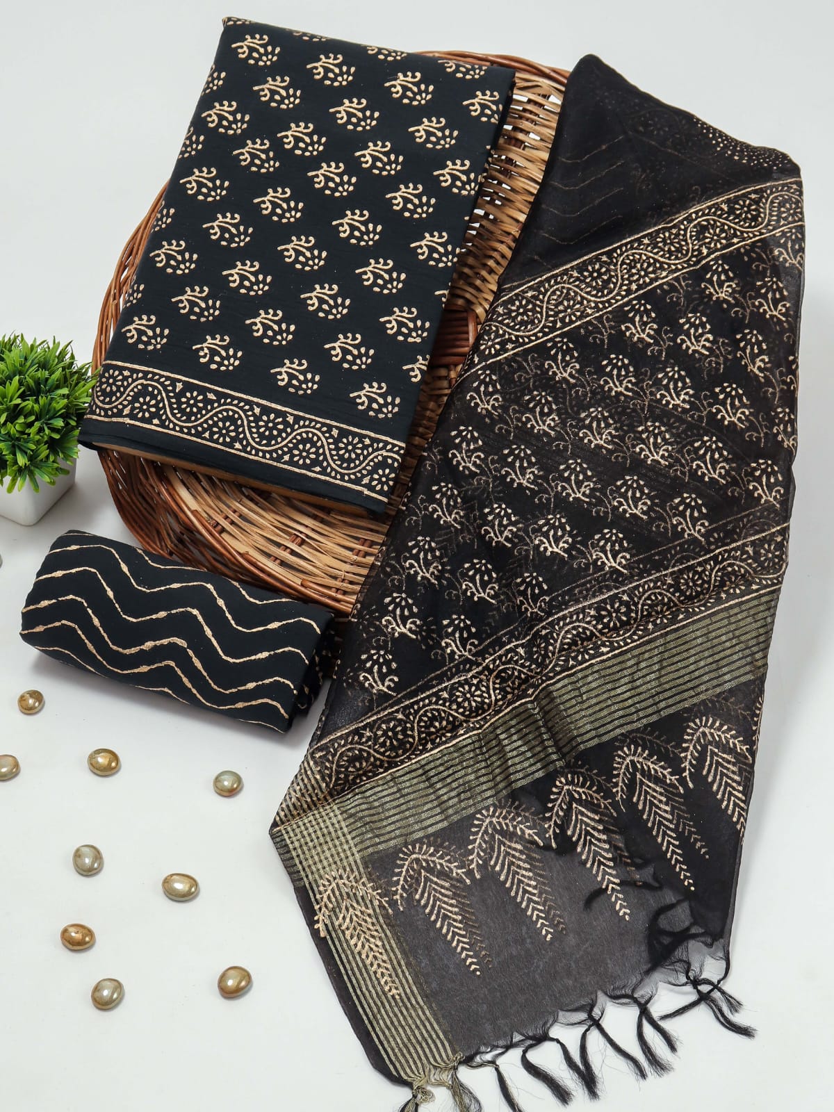 PRIMIUM JAIPURI COTTON SUIT WITH ORGANZA SILK DUPPATA (COS51)