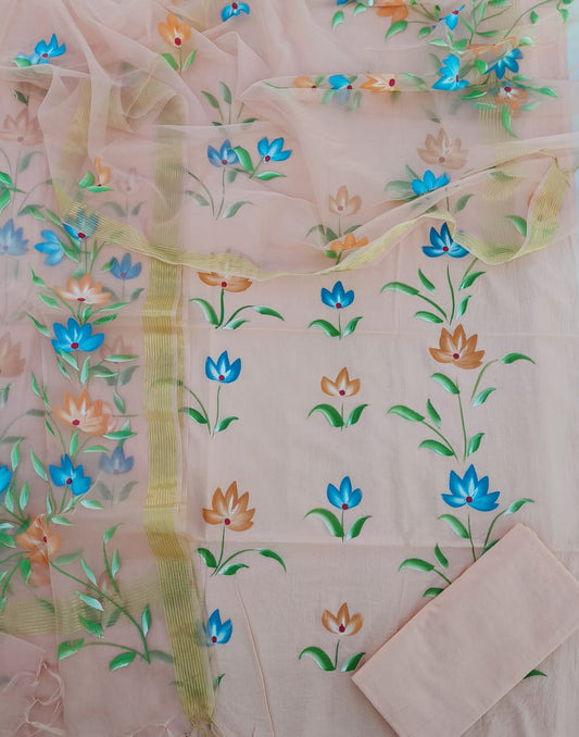 PRIMIUM JAIPURI COTTON SUIT WITH ORGANZA SILK DUPPATA (COS53)