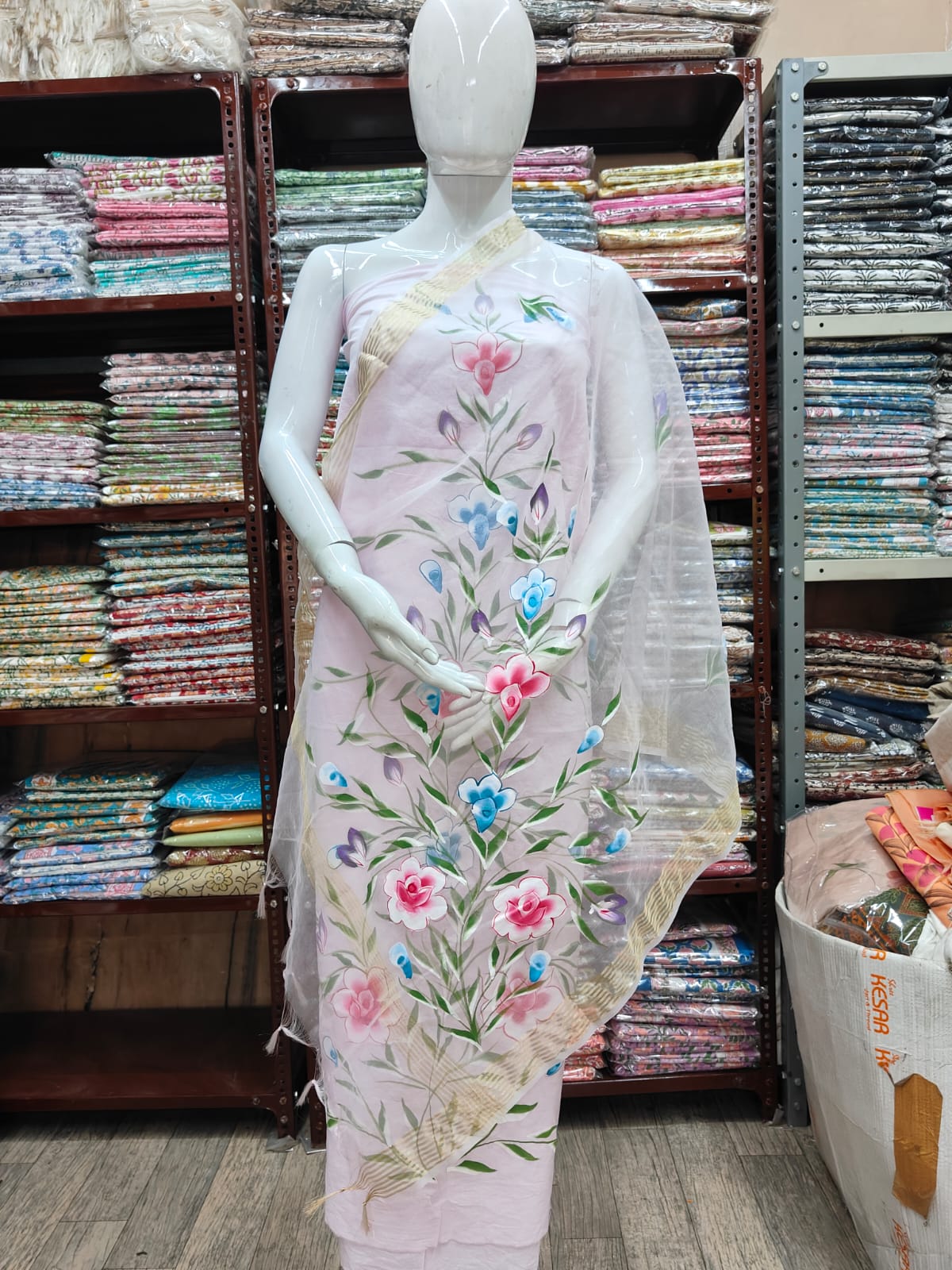 PRIMIUM JAIPURI COTTON SUIT WITH ORGANZA SILK DUPPATA (COS56)