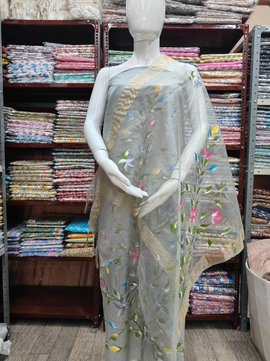 PRIMIUM JAIPURI COTTON SUIT WITH ORGANZA SILK DUPPATA (COS55)