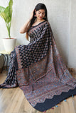 HAND BLOCK PRINTED AJRAKH MODAL SILK SAREE (CIG29)