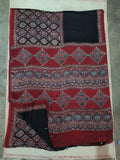 HAND BLOCK PRINTED AJARKH MODAL SILK SAREE (CIG8)