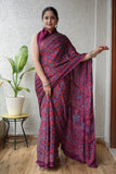 Natural Dye Vegetable Hand Block Print Ajarkh Vanaspati Pure Modal Silk Saree (CIG1)