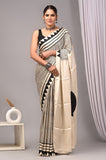 Ajrakh Hand Block Bagru Vanspati Printend Modal Silk Saree with Blouse (CID4)