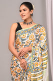 Ajrakh Hand Block Bagru Vanspati Printend Modal Silk Saree with Blouse (CID9)