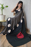 Ajrakh Hand Block Bagru Vanspati Printend Modal Silk Saree with Blouse (CID13)