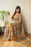 Jaipuri Hand Block Bagru Printed Maheshwari Silk Saree With Blouse (MSS104)