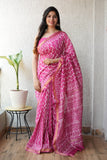 Jaipuri Hand Block Bagru Printed Maheshwari Silk Saree With Blouse (MSS96)