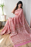 Jaipuri Hand Block Bagru Printed Maheshwari Silk Saree With Blouse (MSS98)