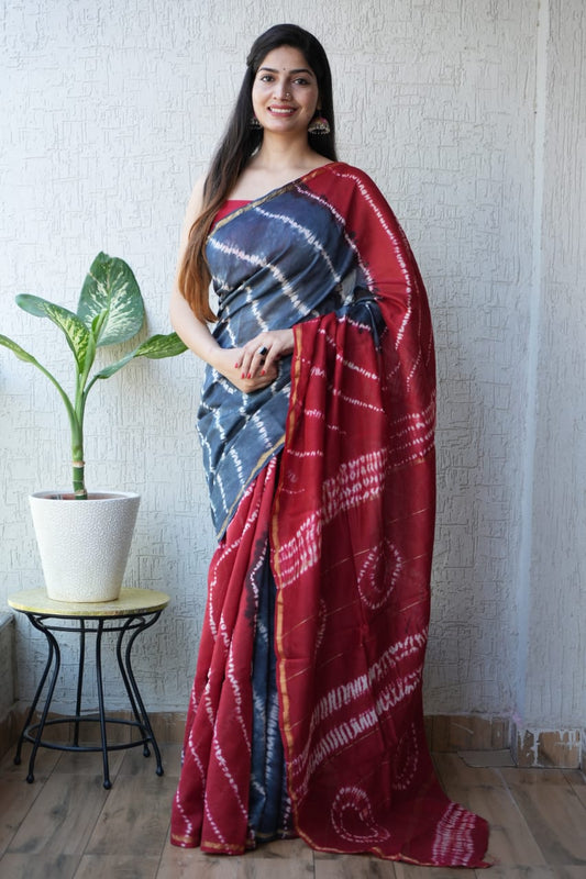 Bagru Hand Block Printed Chanderi Silk Saree with Blouse (CSS57)