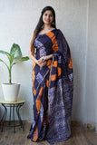 Bagru Hand Block Printed Chanderi Silk Saree with Blouse (CSS59)