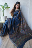 Bagru Hand Block Printed Chanderi Silk Saree with Blouse (CSS60)