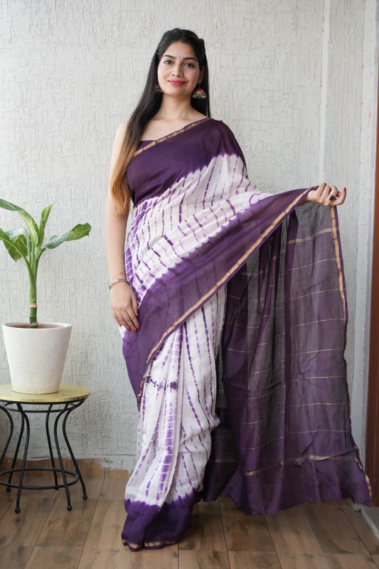Bagru Hand Block Printed Chanderi Silk Saree with Blouse (CSS62)