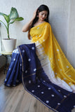 Bagru Hand Block Printed Chanderi Silk Saree with Blouse (CSS69)