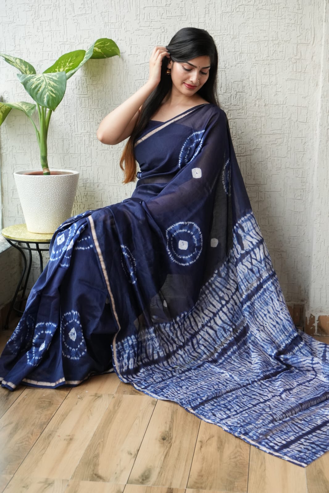 Bagru Hand Block Printed Chanderi Silk Saree with Blouse (CSS71)