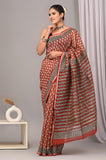 Bagru Hand Block Printed Chanderi Silk Saree with Blouse (CSS72)