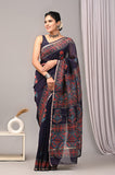 Bagru Hand Block Printed Chanderi Silk Saree with Blouse (CSS73)