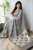 Bagru Hand Block Printed Chanderi Silk Saree with Blouse (CSS74)