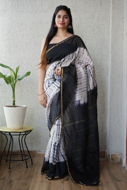 Bagru Hand Block Printed Chanderi Silk Saree with Blouse (CSS75)