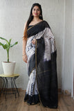 Bagru Hand Block Printed Chanderi Silk Saree with Blouse (CSS75)