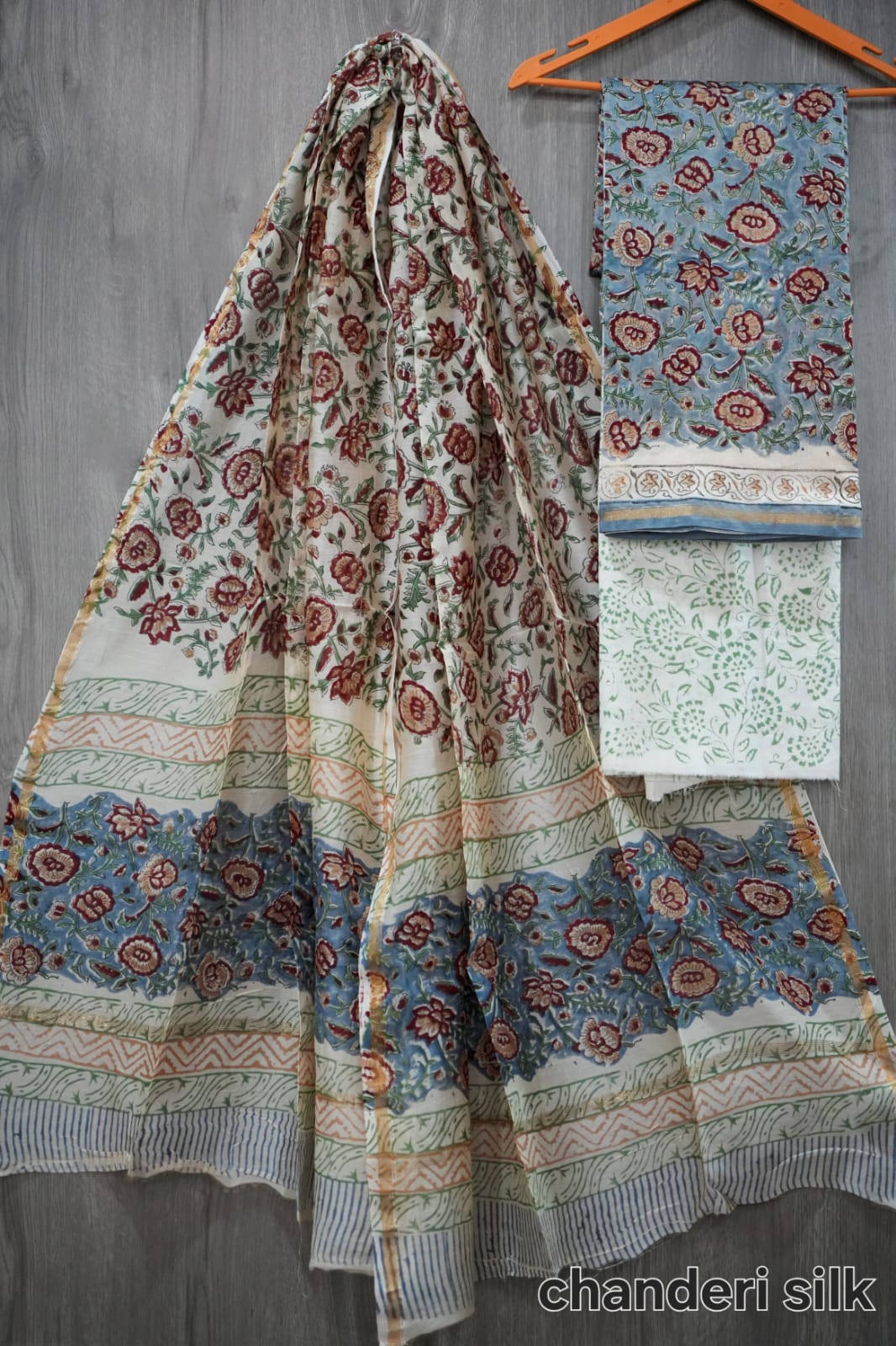 Jaipuri Block Printed Chanderi Silk Suits (CIN49)