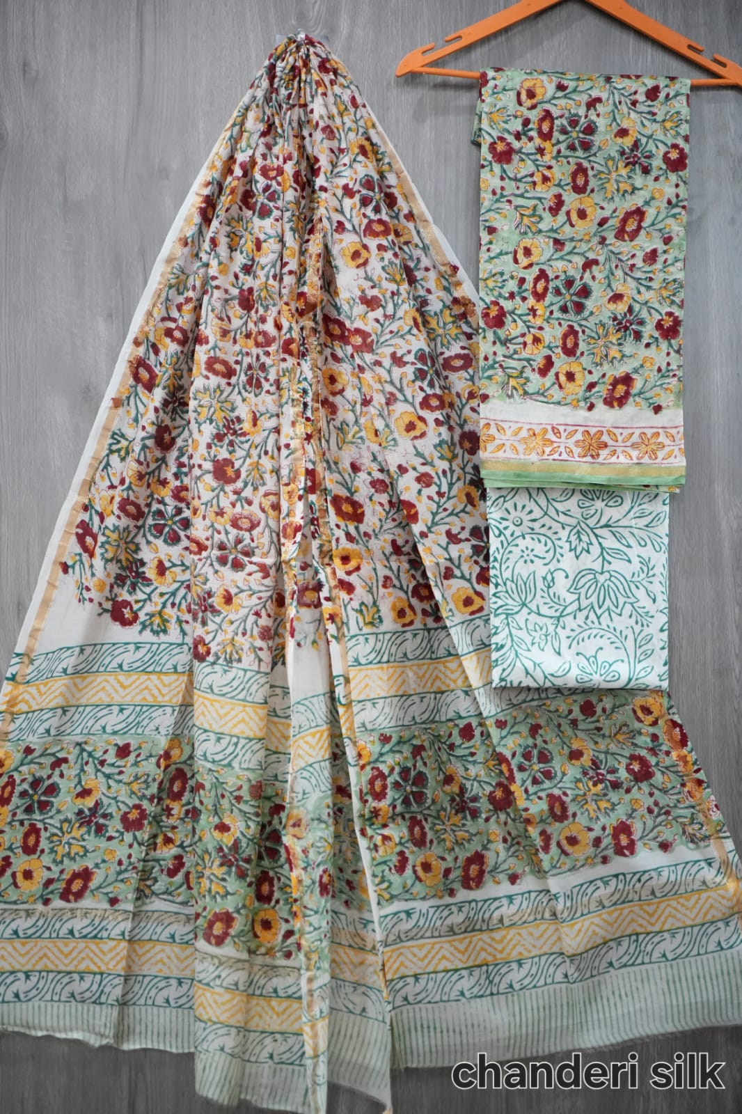 Jaipuri Block Printed Chanderi Silk Suits (CIN52)