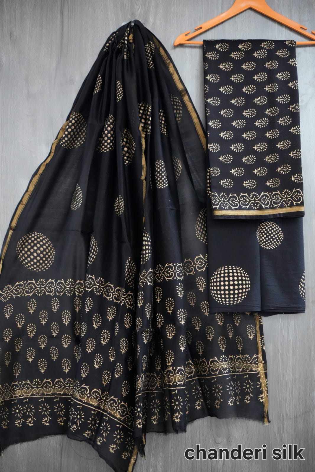 Jaipuri Block Printed Chanderi Silk Suits (CIN50)