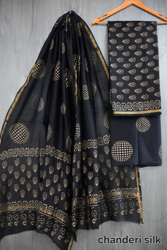 Jaipuri Block Printed Chanderi Silk Suits (CIN50)