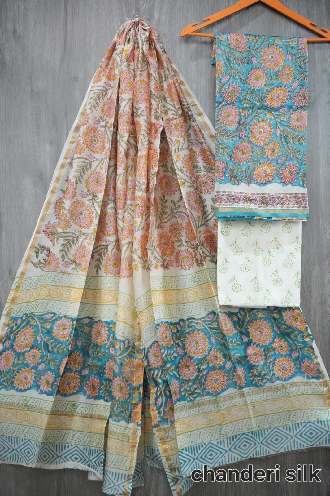 Jaipuri Block Printed Chanderi Silk Suits (CIN54)