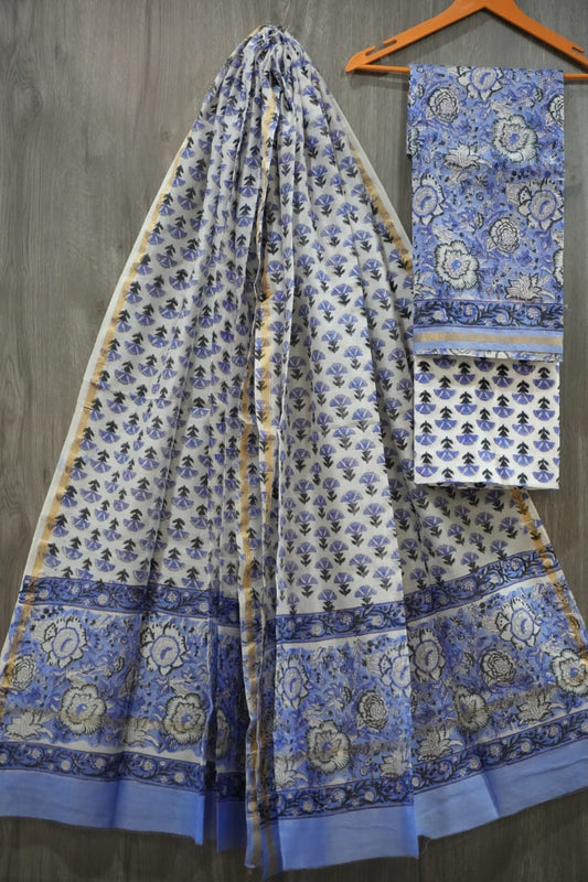Jaipuri Block Printed Chanderi Silk Suits (CIN53)