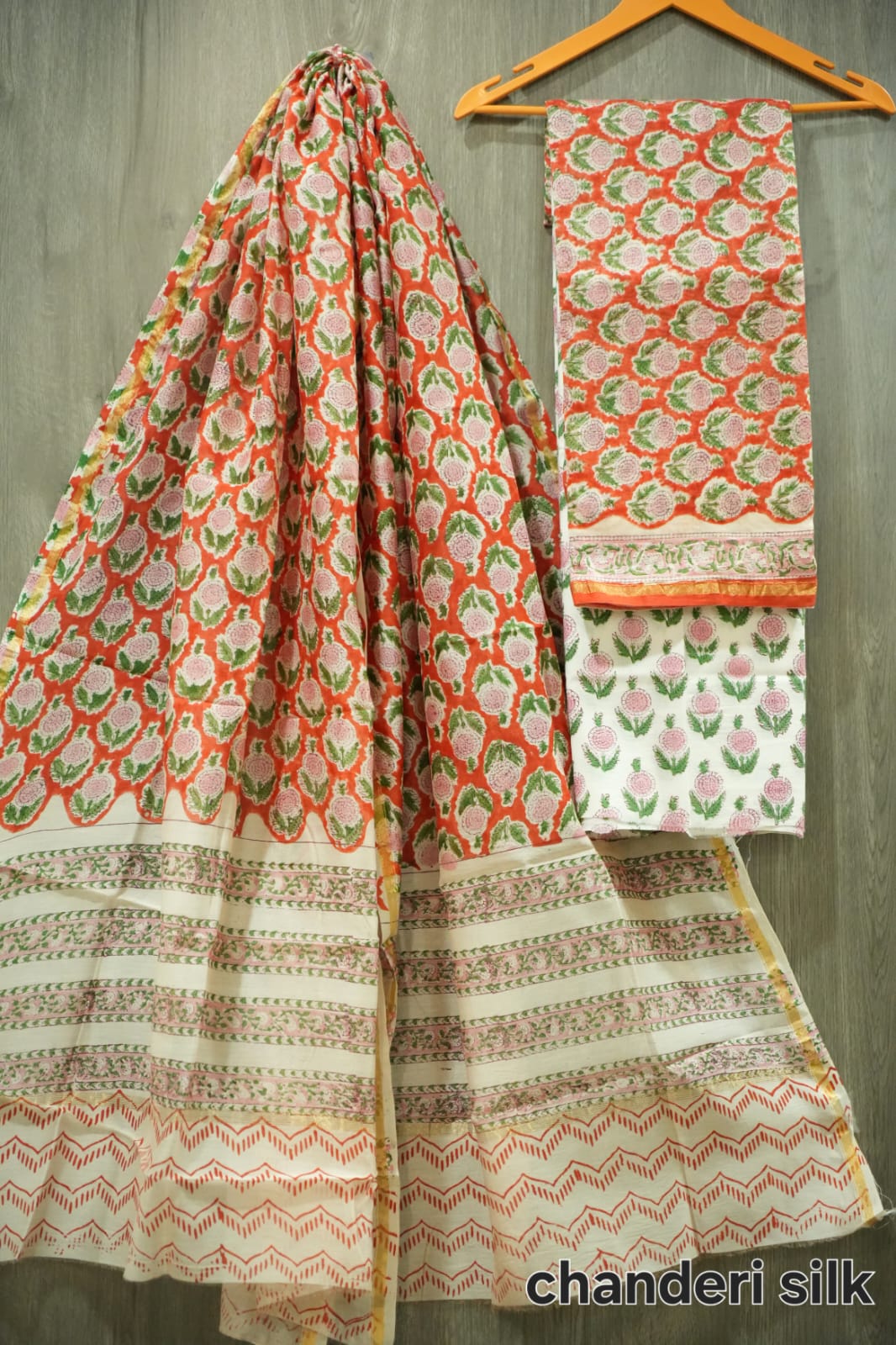 Jaipuri Block Printed Chanderi Silk Suits (CIN57)