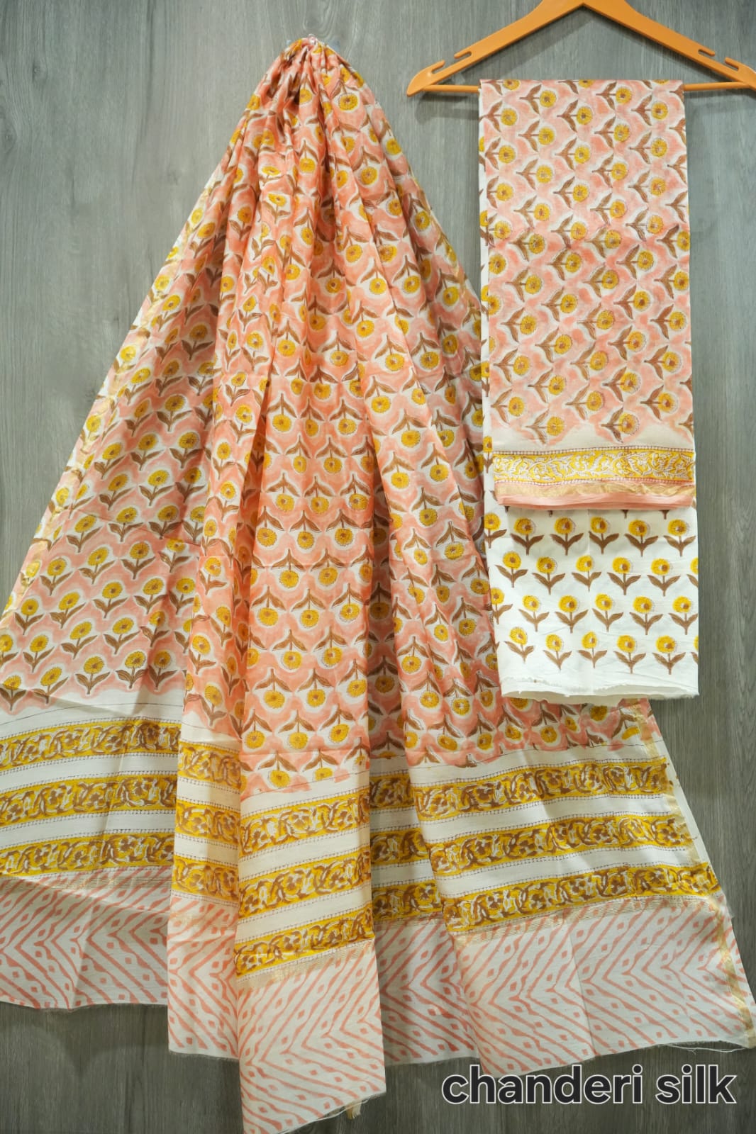 Jaipuri Block Printed Chanderi Silk Suits (CIN55)