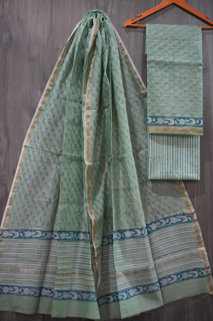 Jaipuri Block Printed Chanderi Silk Suits (CIN56)
