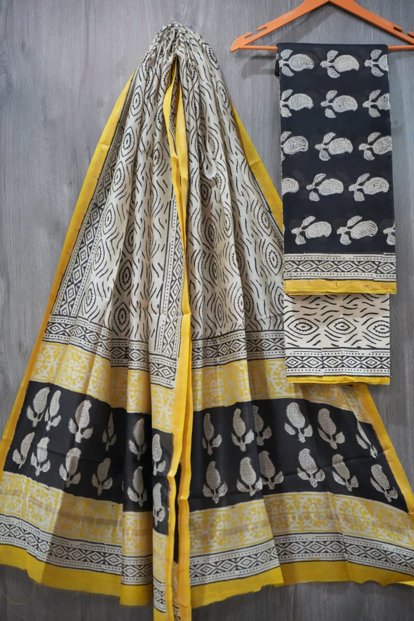 Jaipuri Block Printed Chanderi Silk Suits (CIN58)