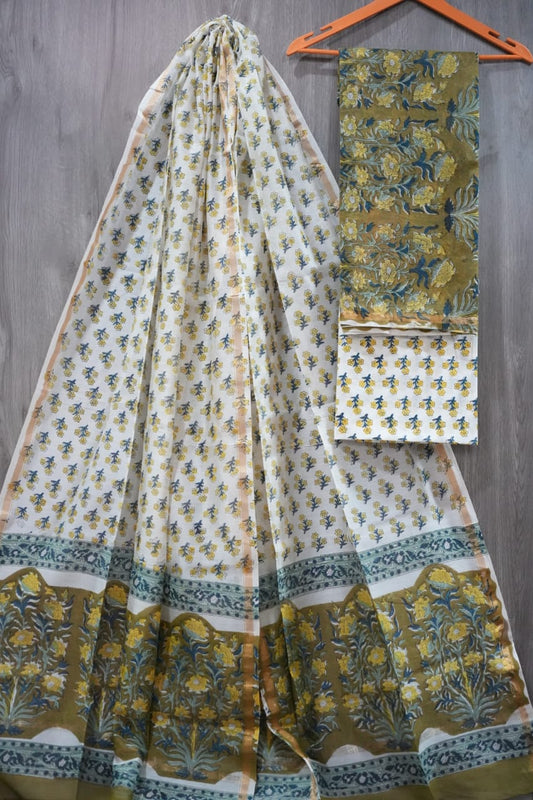 Jaipuri Block Printed Chanderi Silk Suits (CIN60)