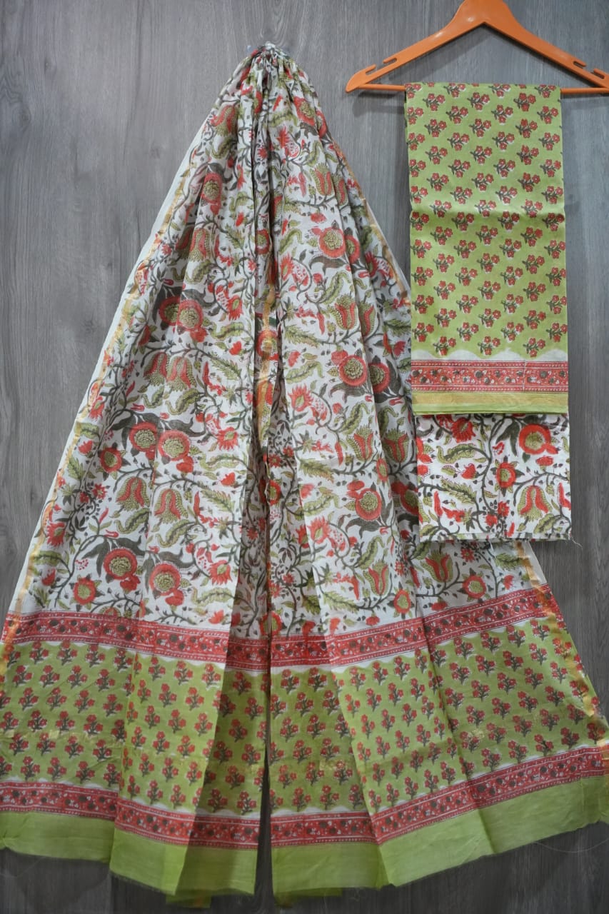 Jaipuri Block Printed Chanderi Silk Suits (CIN65)