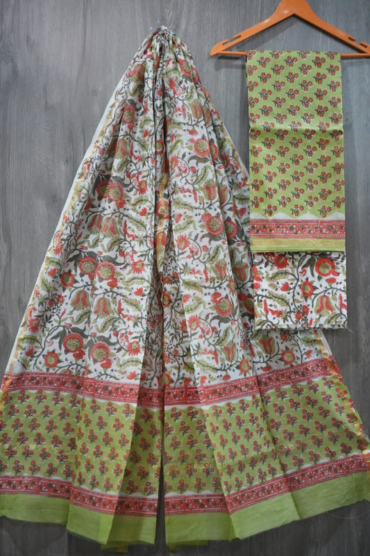 Jaipuri Block Printed Chanderi Silk Suits (CIN65)