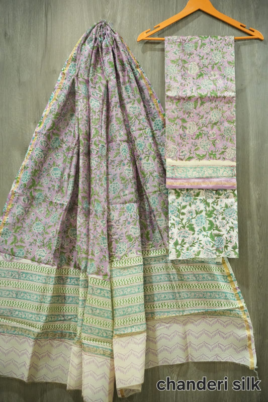 Jaipuri Block Printed Chanderi Silk Suits (CIN70)