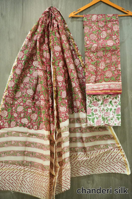 Jaipuri Block Printed Chanderi Silk Suits (CIN71)