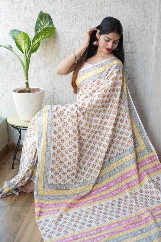 Jaipur Cotton Mulmul Saree (CMS51)