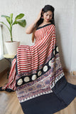 Ajrakh Hand Block Bagru Vanspati Printend Modal Silk Saree with Blouse (CID35)