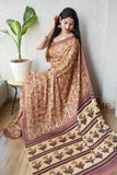 Ajrakh Hand Block Bagru Vanspati Printend Modal Silk Saree with Blouse (CID28)