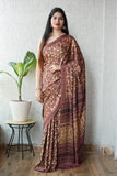 Ajrakh Hand Block Bagru Vanspati Printend Modal Silk Saree with Blouse (CID44)