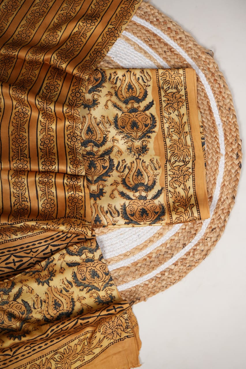Vanaspati Ajrakh Hand Block Printed Suits Modal Silk Fabric (CIT18)