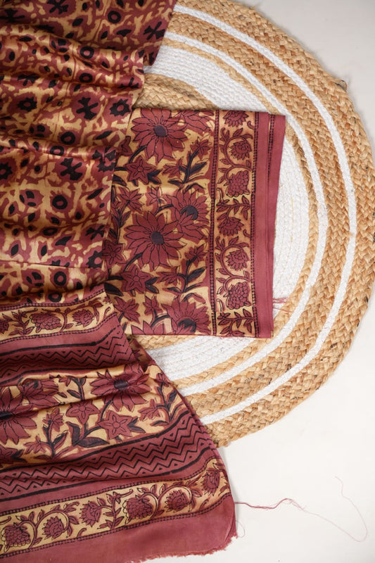 Vanaspati Ajrakh Hand Block Printed Suits Modal Silk Fabric (CIT21)