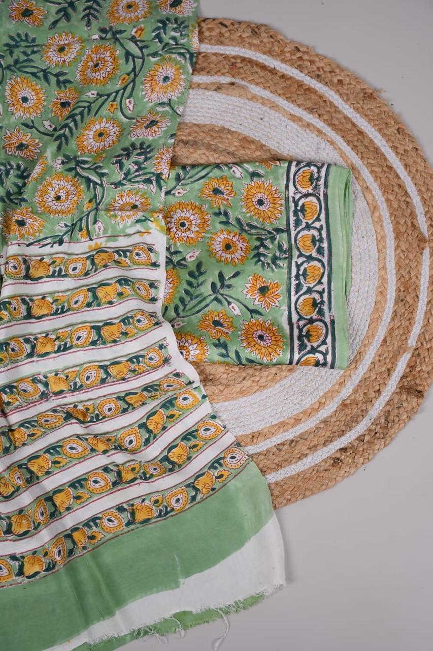 Vanaspati Ajrakh Hand Block Printed Suits Modal Silk Fabric (CIT28)