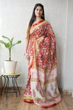 Jaipuri Hand Block Bagru Printed Maheshwari Silk Saree With Blouse (MSS123)