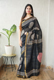 Jaipuri Hand Block Bagru Printed Maheshwari Silk Saree With Blouse (MSS118)