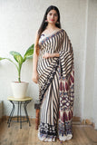 Ajrakh Hand Block Bagru Vanspati Printend Modal Silk Saree with Blouse (CID25)